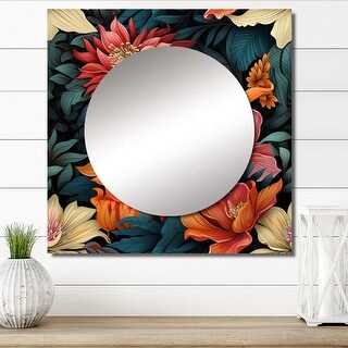 Designart "Modern Tropical Botanical Pattern I" Modern Wall Mirror ...
